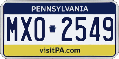 PA license plate MXO2549