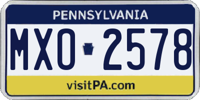 PA license plate MXO2578