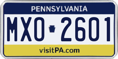 PA license plate MXO2601