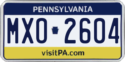 PA license plate MXO2604