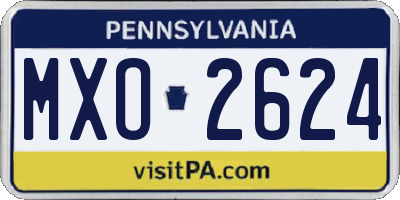 PA license plate MXO2624