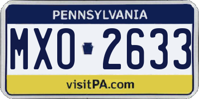 PA license plate MXO2633