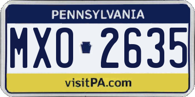 PA license plate MXO2635