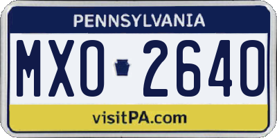 PA license plate MXO2640