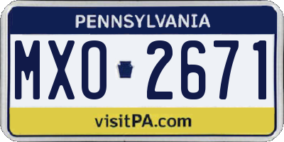 PA license plate MXO2671