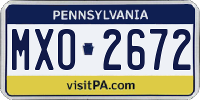 PA license plate MXO2672