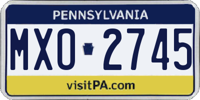 PA license plate MXO2745