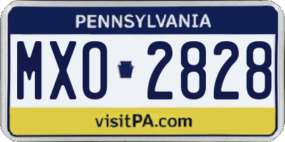 PA license plate MXO2828