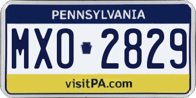 PA license plate MXO2829