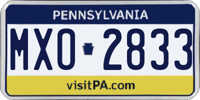 PA license plate MXO2833