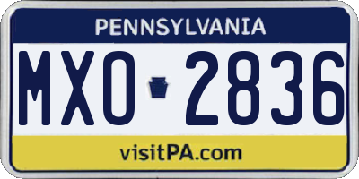 PA license plate MXO2836