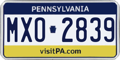 PA license plate MXO2839