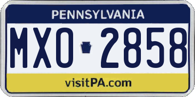 PA license plate MXO2858