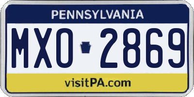 PA license plate MXO2869
