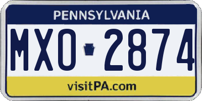 PA license plate MXO2874