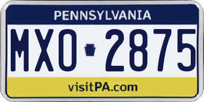 PA license plate MXO2875