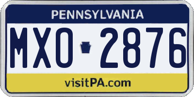 PA license plate MXO2876