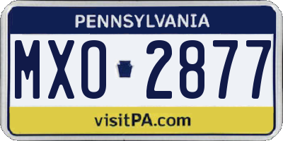 PA license plate MXO2877