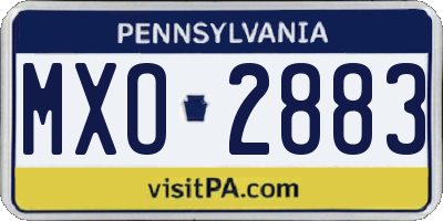 PA license plate MXO2883