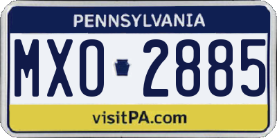 PA license plate MXO2885