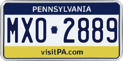 PA license plate MXO2889