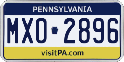 PA license plate MXO2896