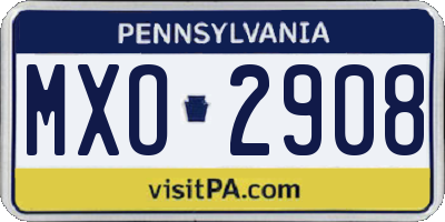 PA license plate MXO2908