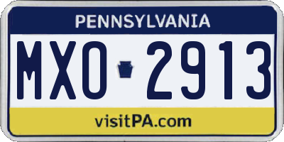 PA license plate MXO2913