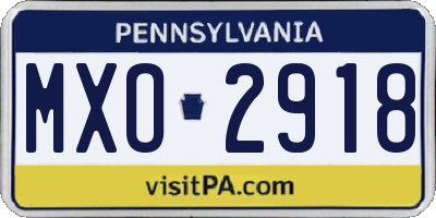 PA license plate MXO2918