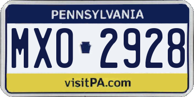 PA license plate MXO2928