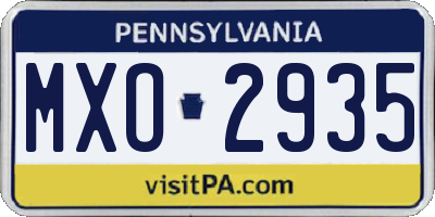 PA license plate MXO2935