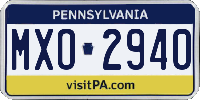 PA license plate MXO2940