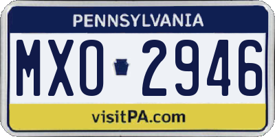 PA license plate MXO2946