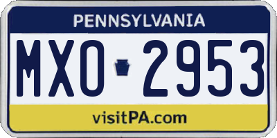 PA license plate MXO2953