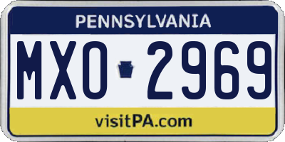 PA license plate MXO2969