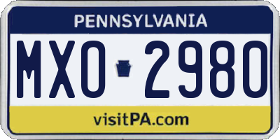 PA license plate MXO2980