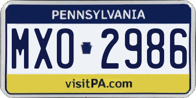 PA license plate MXO2986