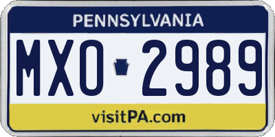 PA license plate MXO2989