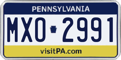 PA license plate MXO2991