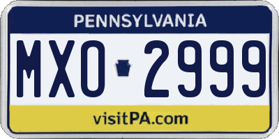 PA license plate MXO2999