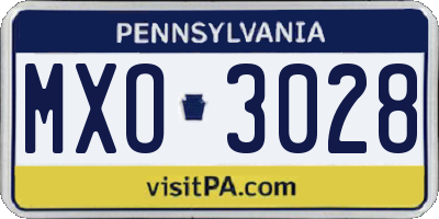 PA license plate MXO3028