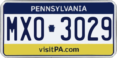 PA license plate MXO3029