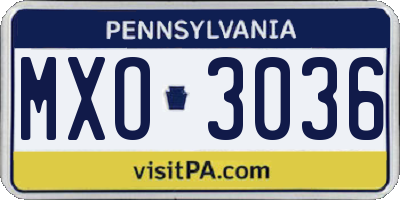 PA license plate MXO3036
