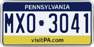 PA license plate MXO3041