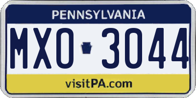 PA license plate MXO3044