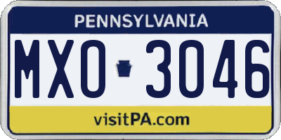 PA license plate MXO3046