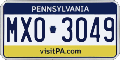 PA license plate MXO3049