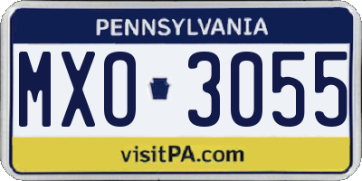 PA license plate MXO3055