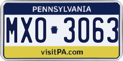 PA license plate MXO3063