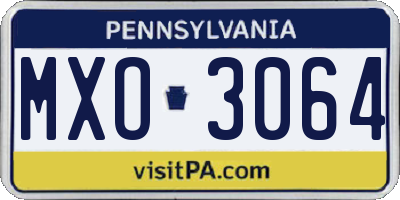 PA license plate MXO3064